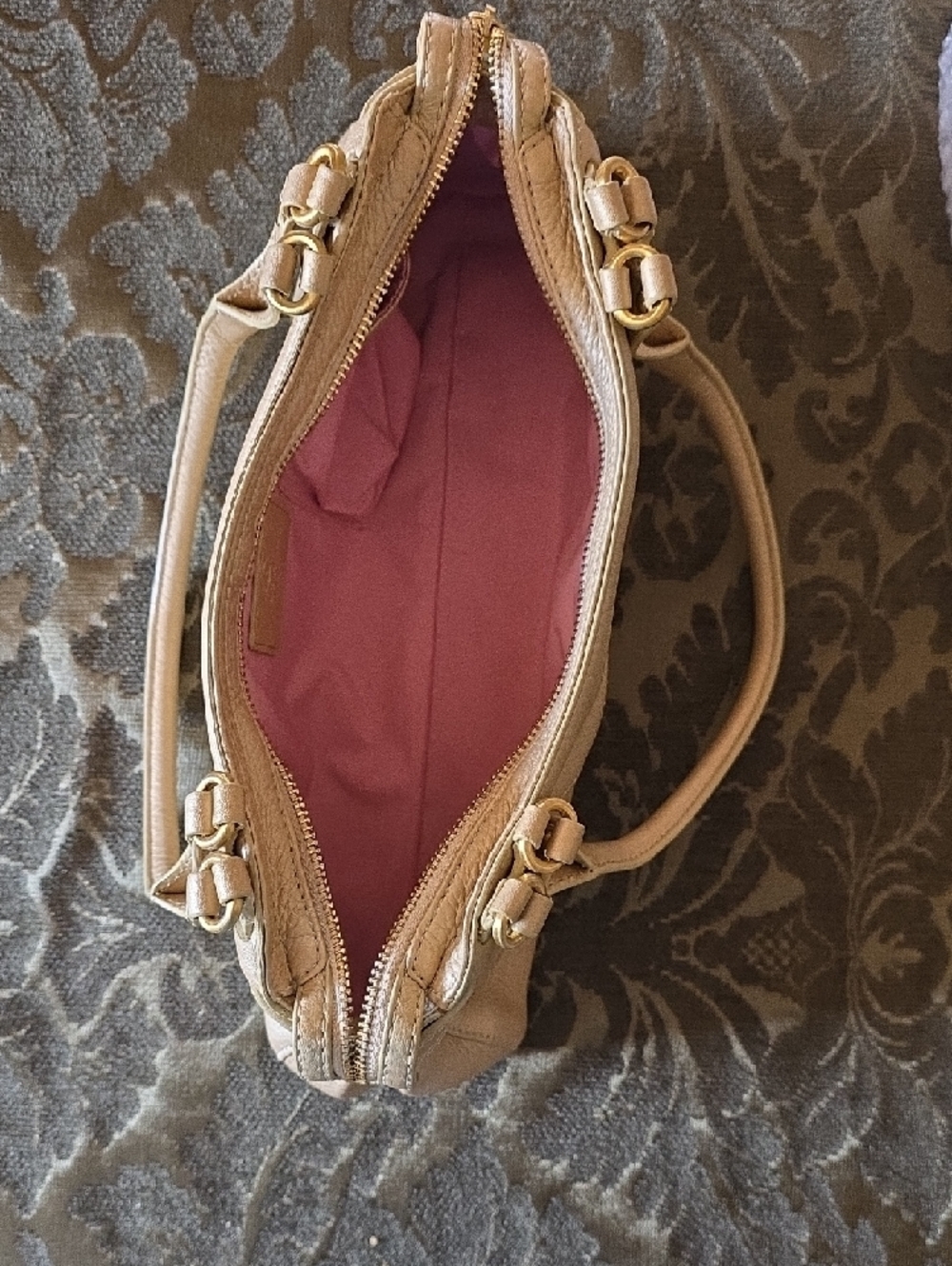 Cole Haan Blush Beige Leather Shoulder Bag with Gold Hardware - Picture 6 of 15